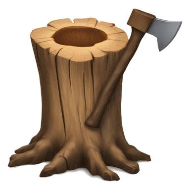 Tree stump with an axe cleaved in  it  sticker