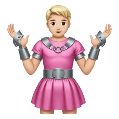 Submissive man wearing feminine clothes and chastity sticker