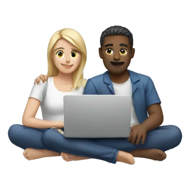 three people working on laptops together sticker