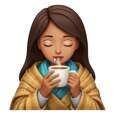 Brown girl inside a blanket sipping coffees eyes closed sticker
