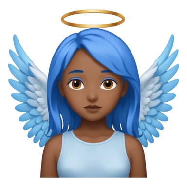 brown girl ,blue hair,  angel sticker
