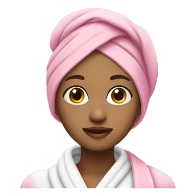 A girl with a spa towel in her hair and a pink mask on her face sticker