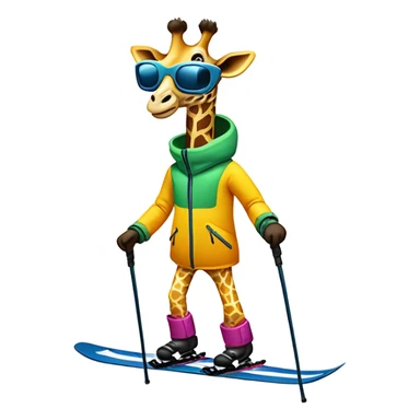 Giraffe skiing downhill sticker