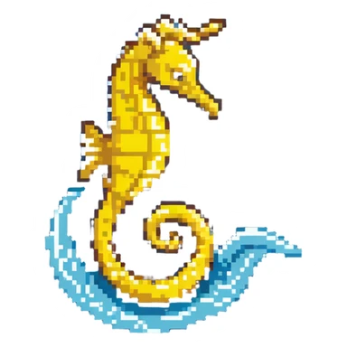 Yellow seahorse with curled tail in ocean sticker