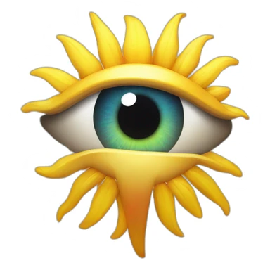 an eye with sun iris sticker