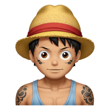Luffy with tattooed sticker