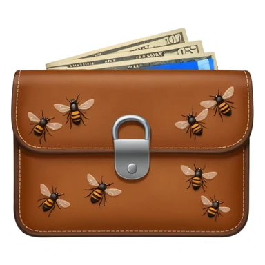 A wallet with flies coming out of it sticker