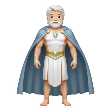 fullbody silverhair shirtless god ZEUS, white cloth over shoulder and cape, standing still sticker