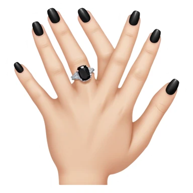 mão feminina com unhas pintadas de preto mostrando a aliança sticker