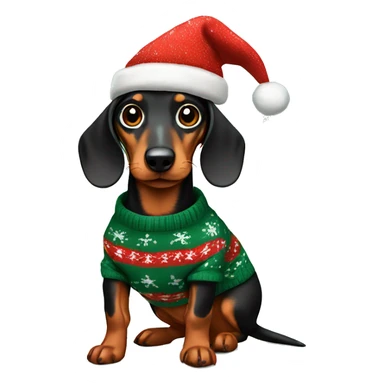 Dachshund wearing Christmas sweater sticker