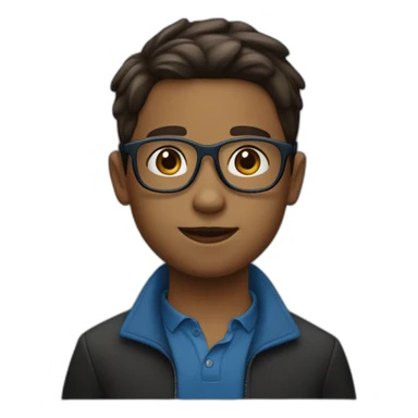 Garçon Français de 9 ans brun avec cheveux lisses et lunettes bleu et noir sticker