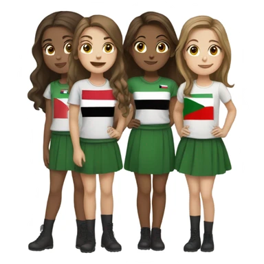 5 girls with brown hair iraq flag sticker