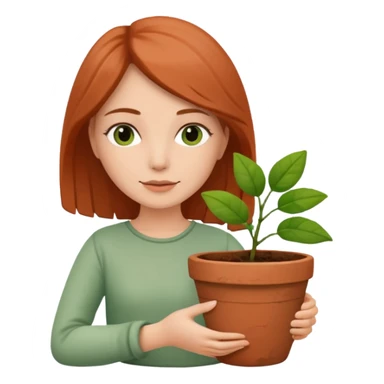 woman holding a flower pot sticker