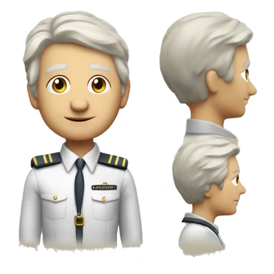 Older Pilot with whte hair and name tag "John C" sticker