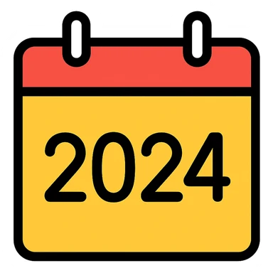 calendar page with bold 2024, no other numbers, simple flat design sticker