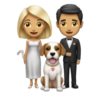 Novios con un perro sticker