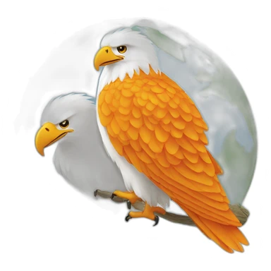 aigle orange blanc survole le globe terrestre sticker
