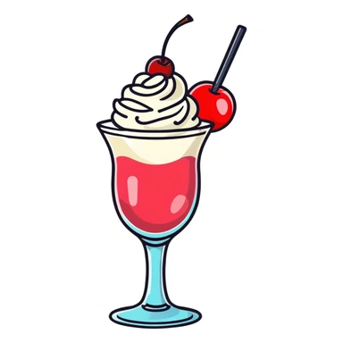 fancy pink frozen cocktail with whipped cream top and cherry sticker