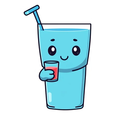 Character drinking a glass of water, hydration sticker