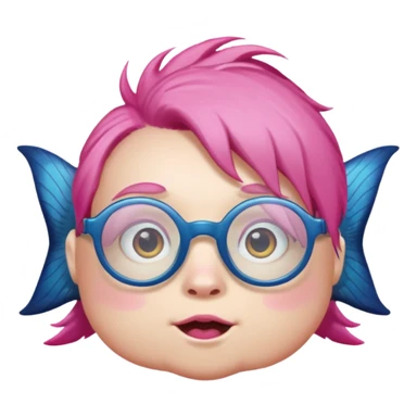 glassess wearing fish with pink hair sticker