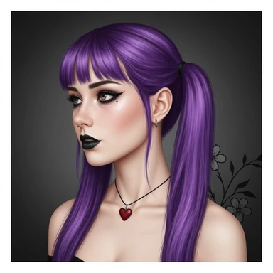 goth profile picture with a heart accent, cute, expressive, minimal sticker