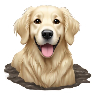 English cream golden retriever in muddy puddle sticker