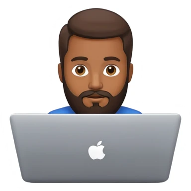 Brown skinned guy with beard with a laptop sticker