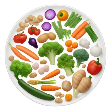round white plate with healthy food sticker