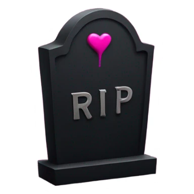 a black Grave with the letters RIP in a dark pink heart sticker