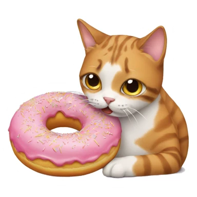 Cat eating a donut sticker