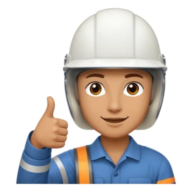 Cara de una persona con casco blanco cun pulgar arriba sticker