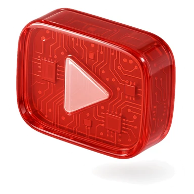chess board of youtube play button, red YouTube play button, glossy circuit style sticker