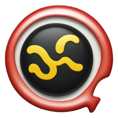 Wavy black and red rectangle with yellow circle in the middle sticker