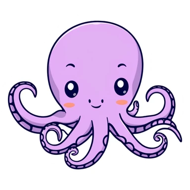 friendly octopus swimming sticker