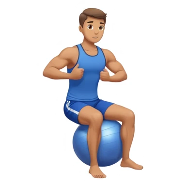 fit man with blue shorts stability ball exercises sticker