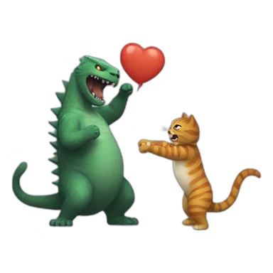 cat beating up godzilla sticker