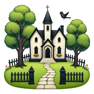 Romantically overgrown Haunting graveyard field Victorian mansion birdhouse  sticker