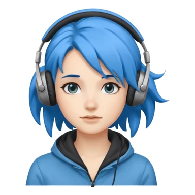 blue wind haired woman with headphone sticker