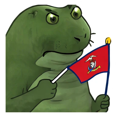 tiger wearing navy seal clothes holding a red and blue flag sticker