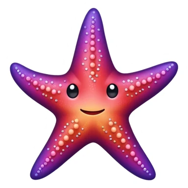 color gradient between red and purple glitter cute starfish sticker