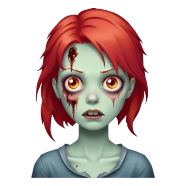 zombie girl with red hair, cartoonish sticker