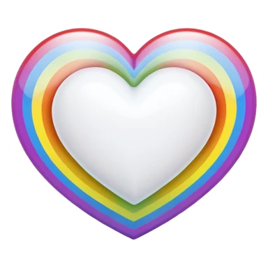 white heart with rainbow border sticker