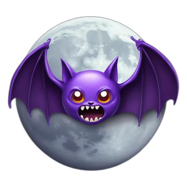 realistic full moon with angry face vampire bat purple dripping wings sticker