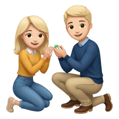 🧎‍♂️‍➡️💍💃 a boy parposing a girl boy on his knee and boy give him ring  sticker
