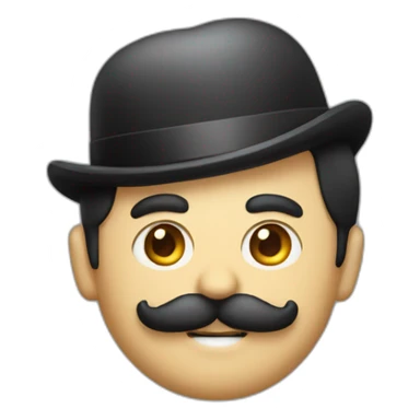A man with side bangs and a Charlie Chaplin mustache  sticker