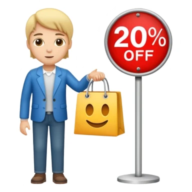 Person who is waiting the sale promotion with 20% off sign sticker