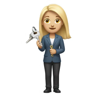 White woman holding keys sticker