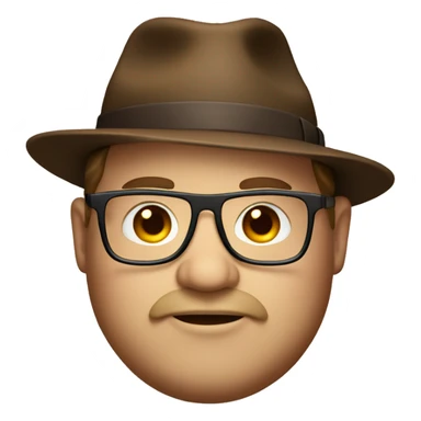 fat guy with brown fedora and glasses sticker