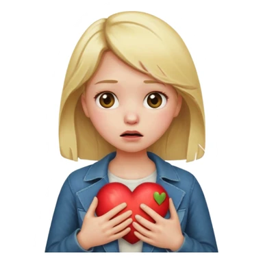 Blonde apple emoji girl having heart attack sticker