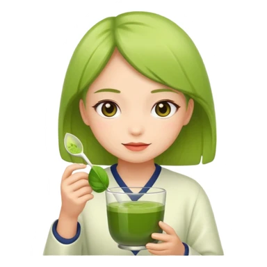 Girl with matcha sticker